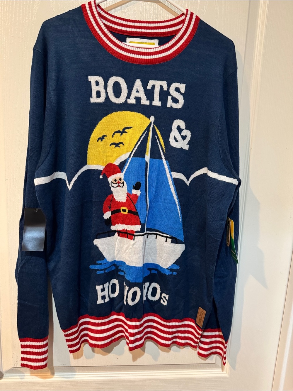 Tipsy Elves Navy, Red, White & Yellow Santa Sail Crewneck Sweater
